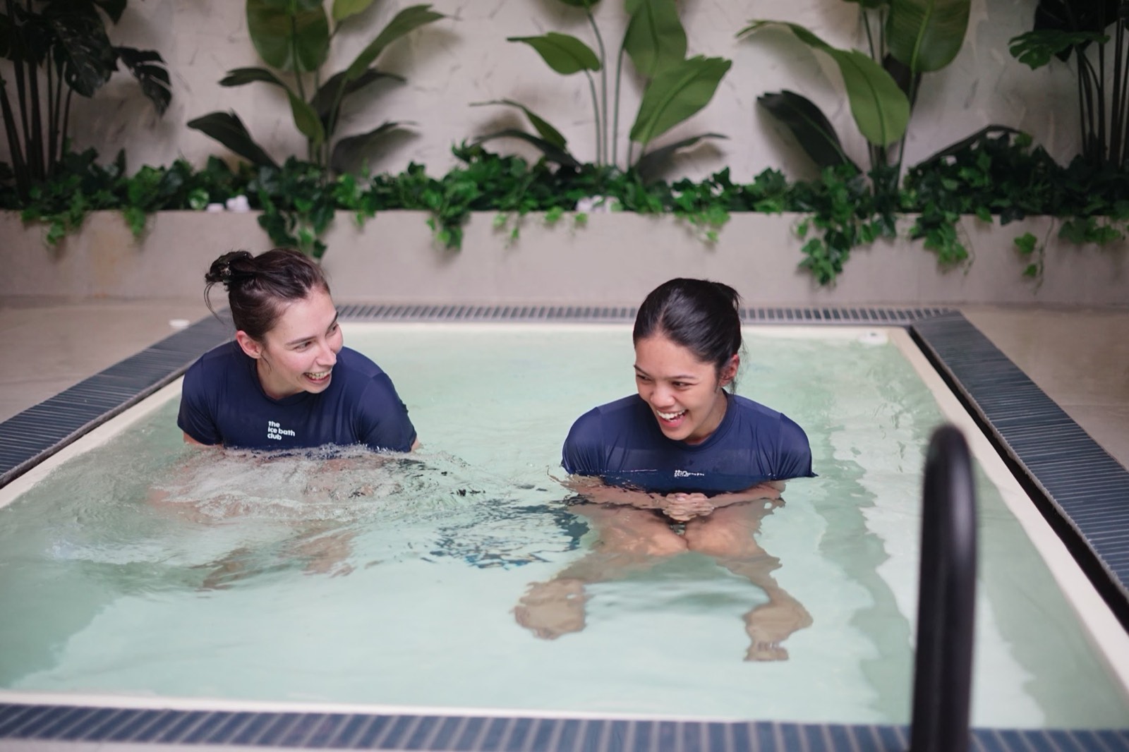 Two members calm in the ice bath at Gunawarman, Jakarta